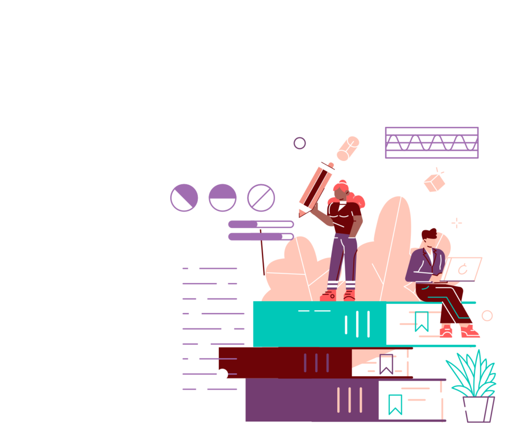 Girl writing definitions graphic