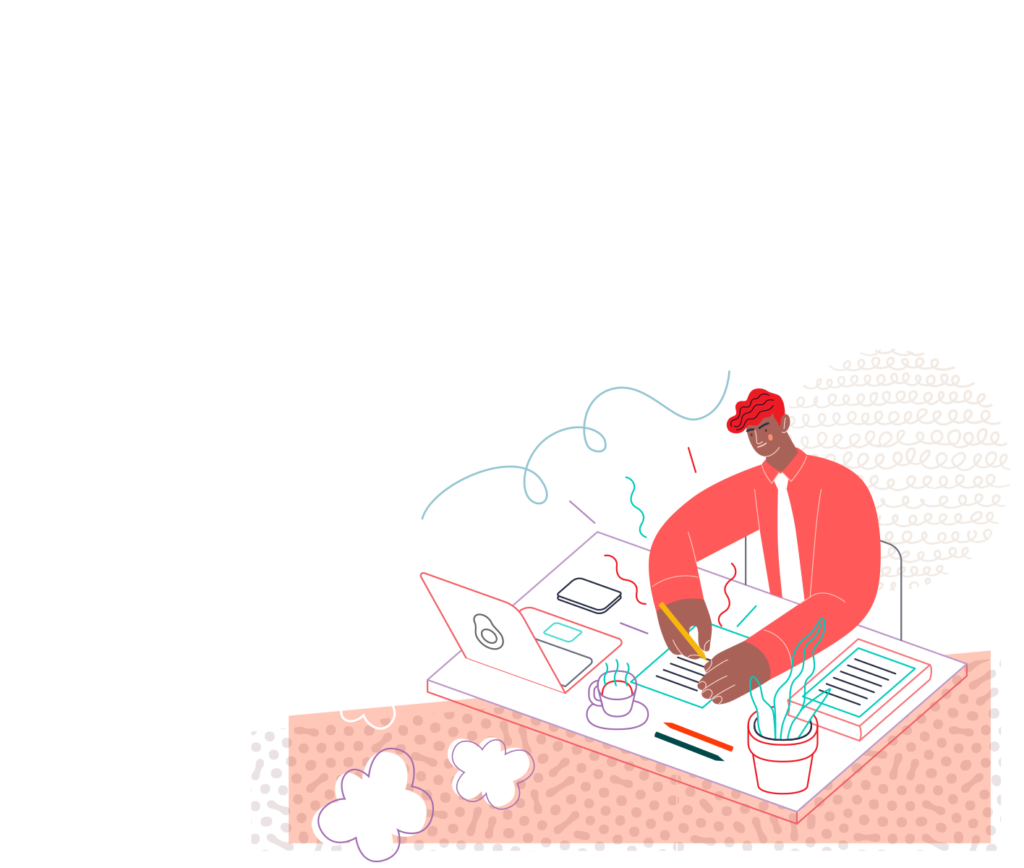 Man sitting at designing at computer