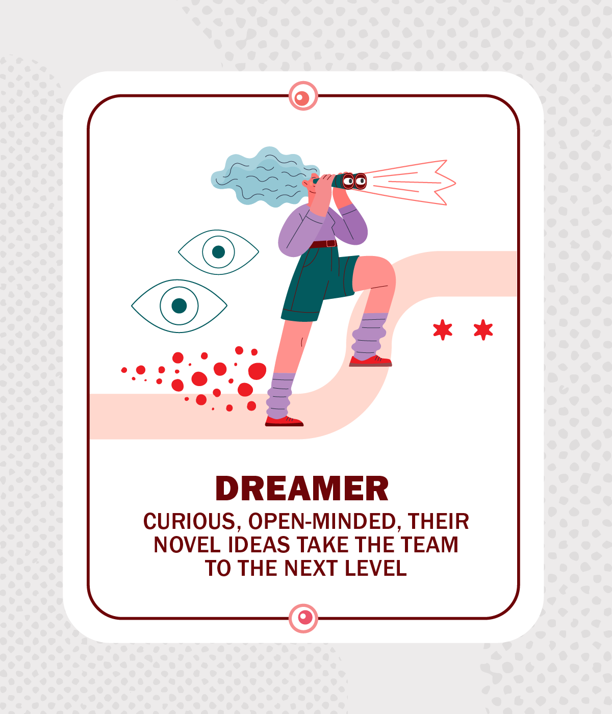 dreamer persona card - girl looking through binoculars